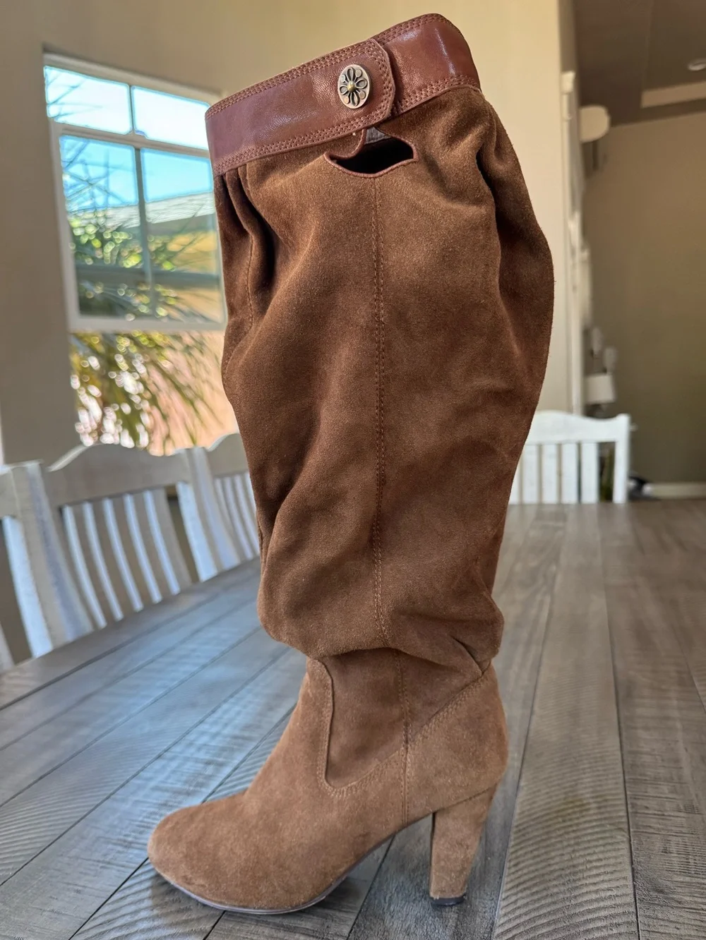 Vintage Michael Kors Festival Slouch Brown Suede Heeled Boots Women’s Size 8